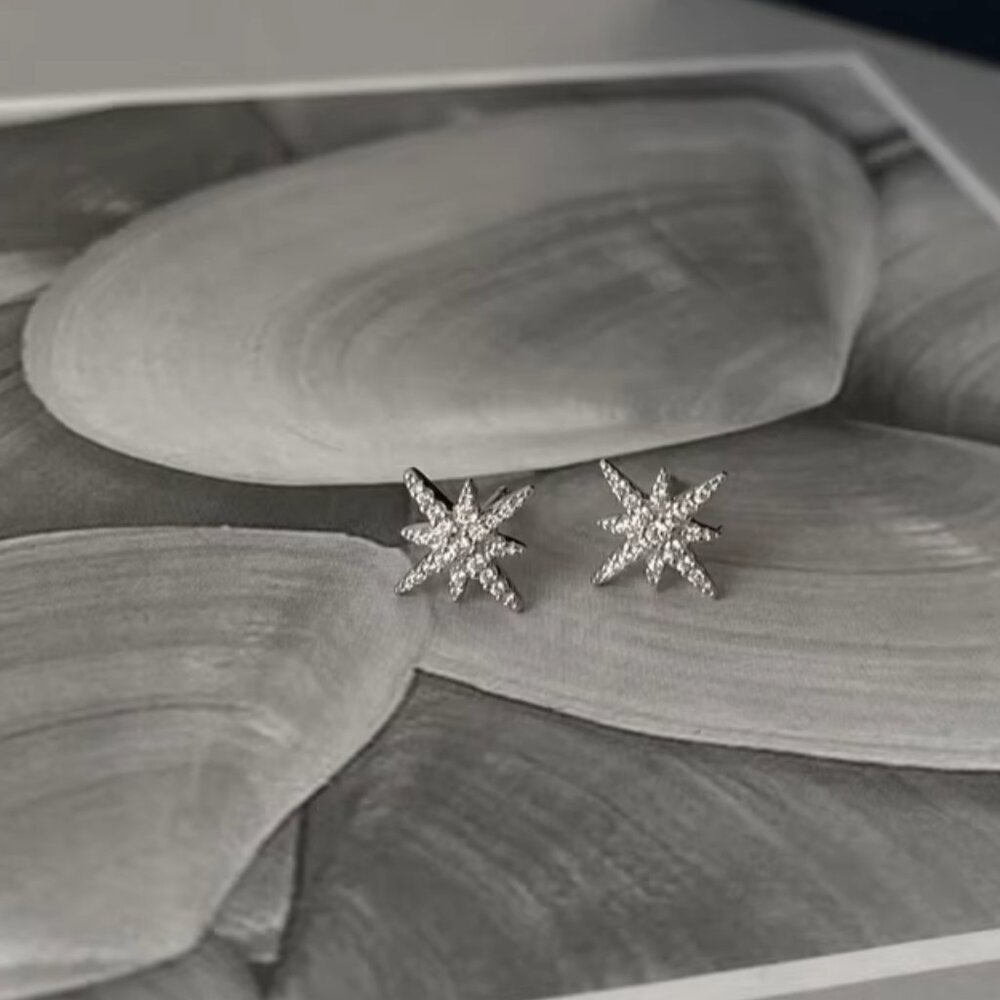 APM Monaco Eight-Point Star Stud Earrings with CZ Stones